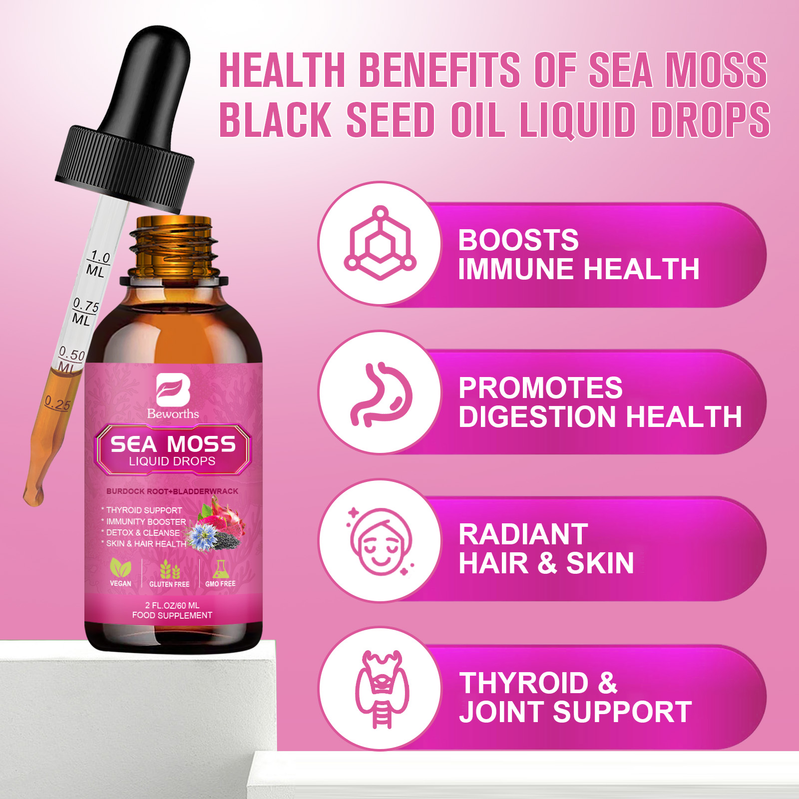 BEWORTHS 3000MG Seamoss Liquid - Root Stimulator Liquid recension och pris