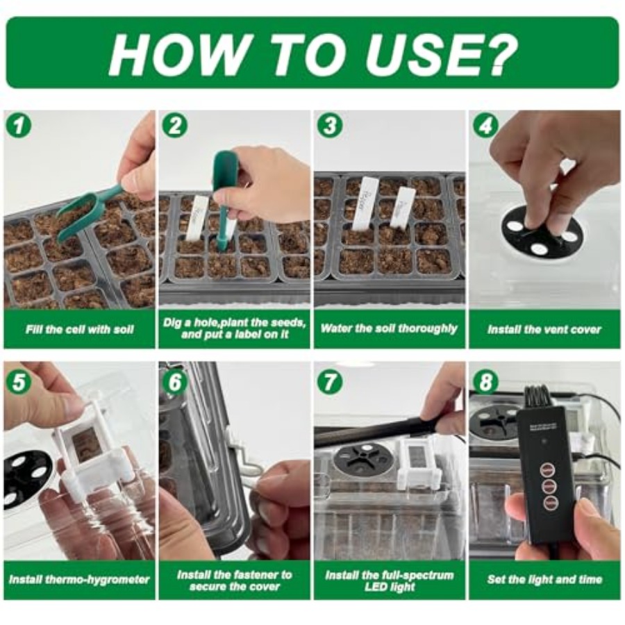 Seed Starter Tray with Grow Li - Humidity Dome Kit recension och pris